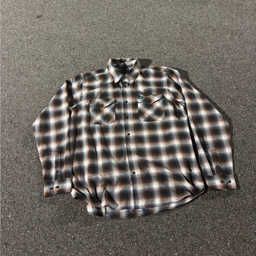 Men's Plaid Shirt - Black and Brown